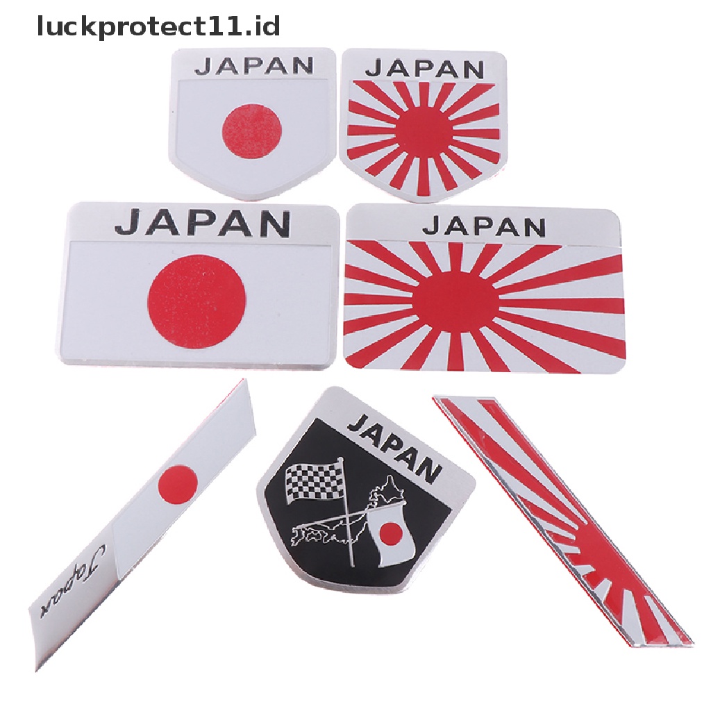 &lt; Luckprotect11.Id &gt; 1pc Motif Bendera Jepang Paduan Mobil Motor Emblem Badge Sticker Decal