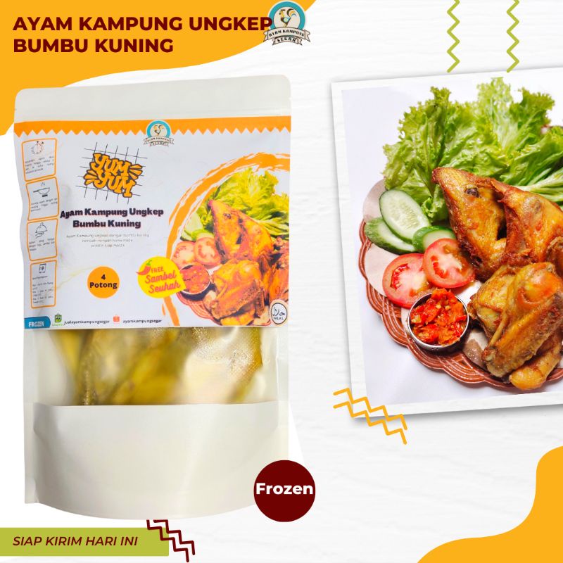 

Ayam Kampung Ungkep bumbu kuning (siap digoreng)