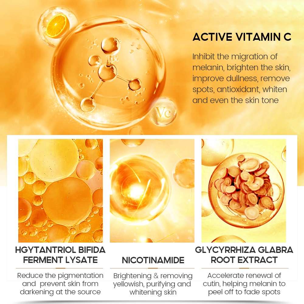 VIBRANT GLAMOUR Vitamin C Face Cream Serum Toner Nature Whitening Krim Wajah Mencerahkan Pemutih Krim Pelembap untuk Wajah &amp; Tubuh Wajah VC Menghilangkan Bintik-bintik Flek Hitam Kulit Menutrisi Mencerahkan Menghilangkan Bintik Anti Penuaan