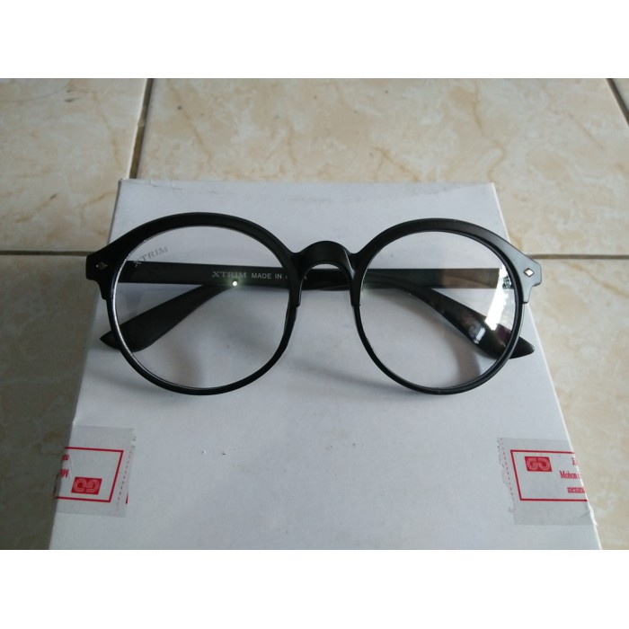 BARANG BARU KACA MATA FASHION BULAT HITAM KACA BENING GAYA KOREA TRENDY REAL PICT