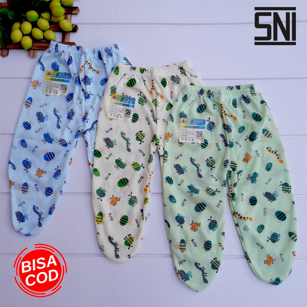 3 PCS Celana Tutup Kaki SNI Motif Warna Bayi Baru Lahir 0-6 Bulan DNW BABY