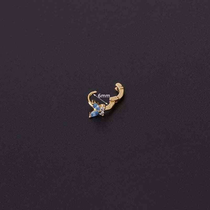 1pc Anting Tindik Tragus Helix Bentuk Kupu-Kupu Bahan Tembaga Dengan Zircon Ukuran 6mm