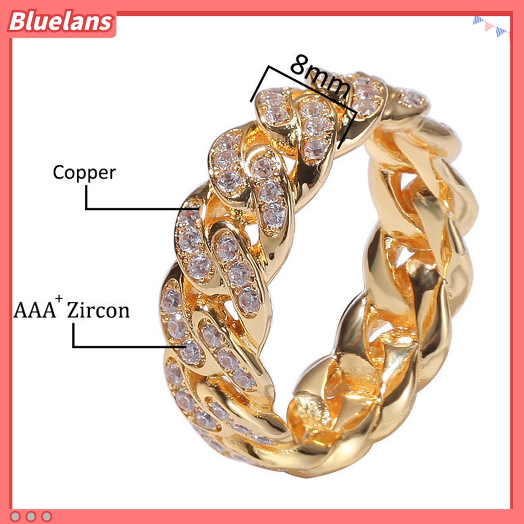 Bluelans Cincin Bahan Alloy Model Twisted Aksen Cubic Zirconia Untuk Hadiah