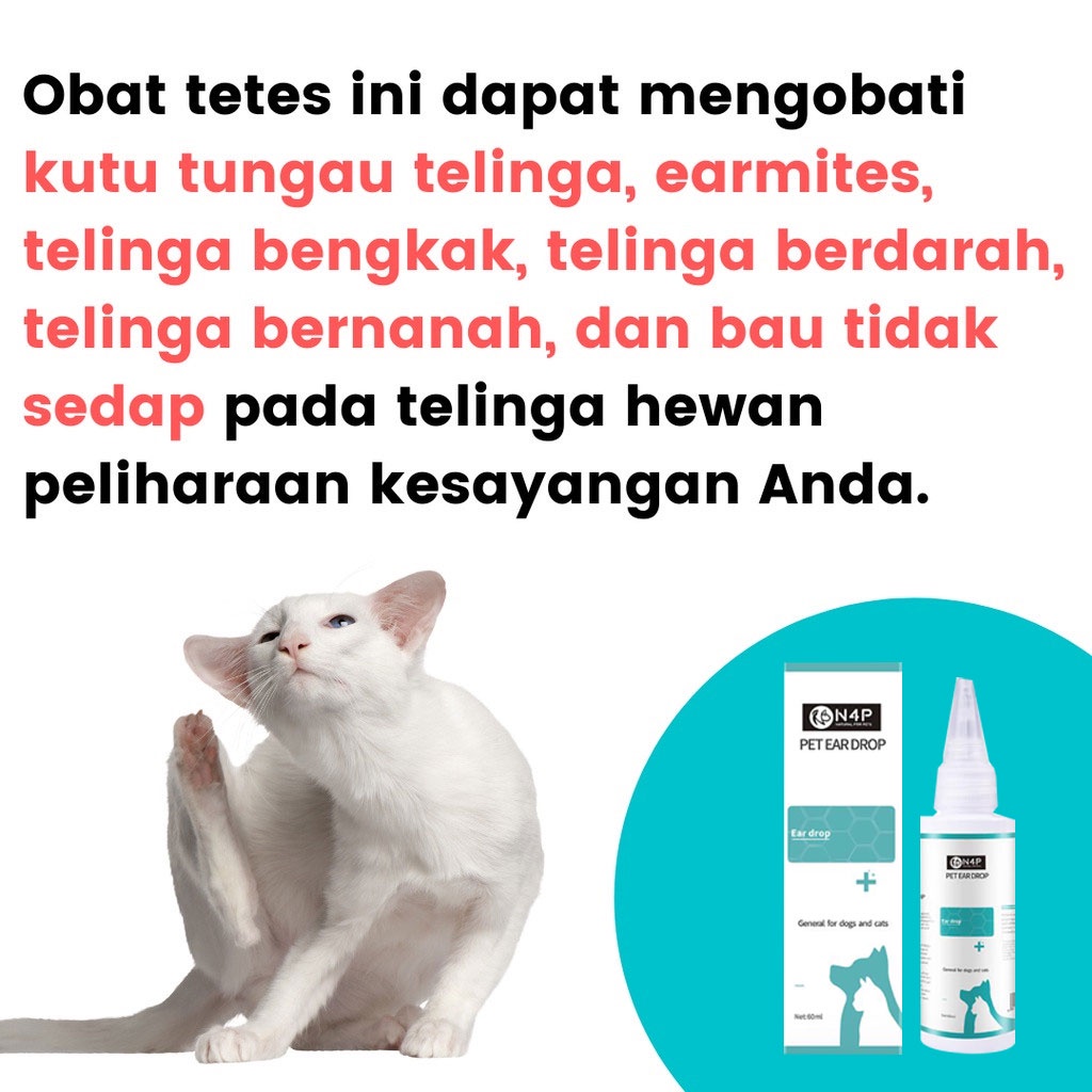 Pet Ear Drop Obat Tetes Telinga  Kucing Anjing Ear Mites Kutu dan Infeksi Telinga Hewan Pet Ear Cleaner 60ml