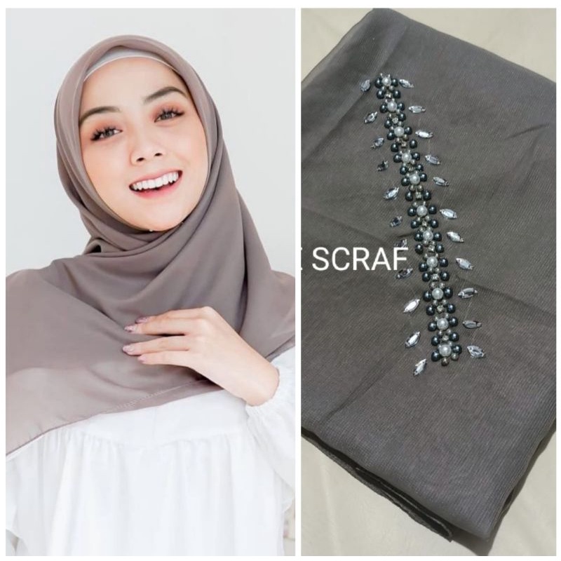 segiempat bella square payet mutiara permata/jilbab segiempat bella square bando payet/hijab bella-FRAPUCCINO