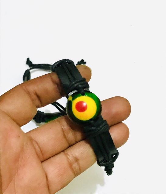 Gelang kulit  motif rasta