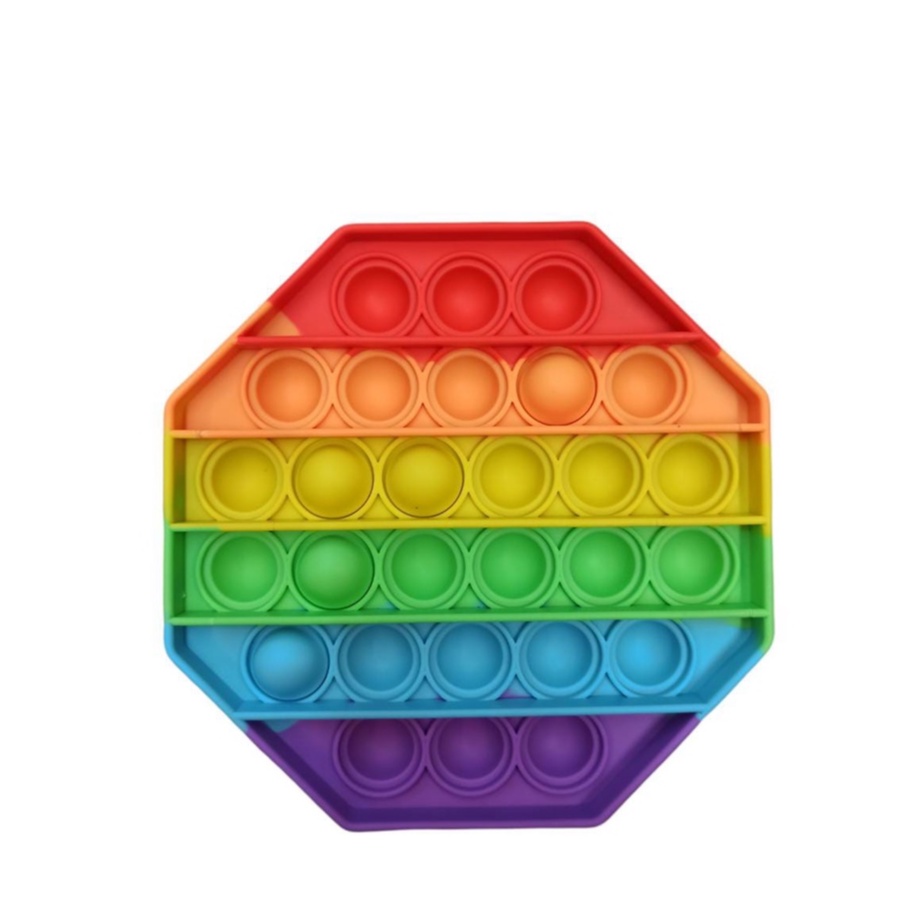 New Fidget Push Pop Its Mainan Anak Toys Bubble Kids Mainan Popit Murah Rainbow Pop it PASTEL-OKTAGON RAINBOW 12CM