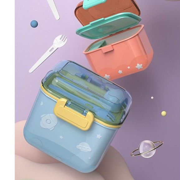 JIAYI Wadah Penyimpanan Bubuk Susu + Sendok &amp; Garpu - Baby Milk Powder Container M235