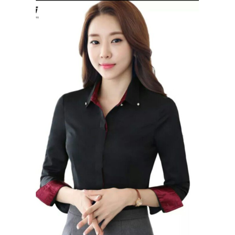 Kemeja cewek Combi PJ Pakaian wanita baju atasan kemeja kerja kantor cewek baju kemeja putih wanita