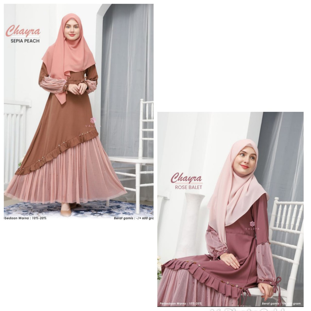 {erleenstore_} gamis couple chayra valdya rose balet dan sepia peach part 2