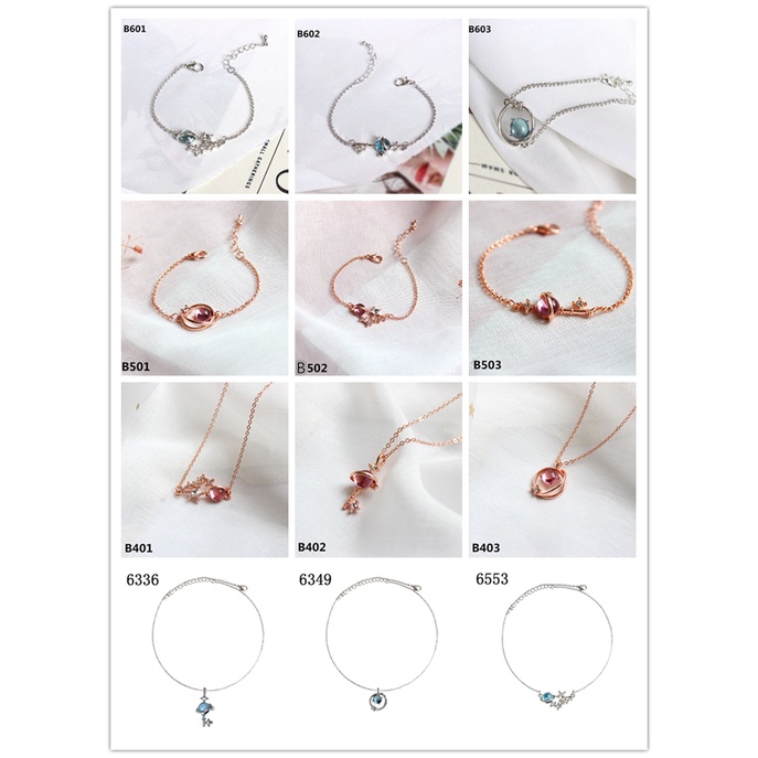 Kalung Rantai Sterling silver 925 Dengan Liontin Planet / Bintang Warna Biru / pink Gaya korea Untuk Wanita