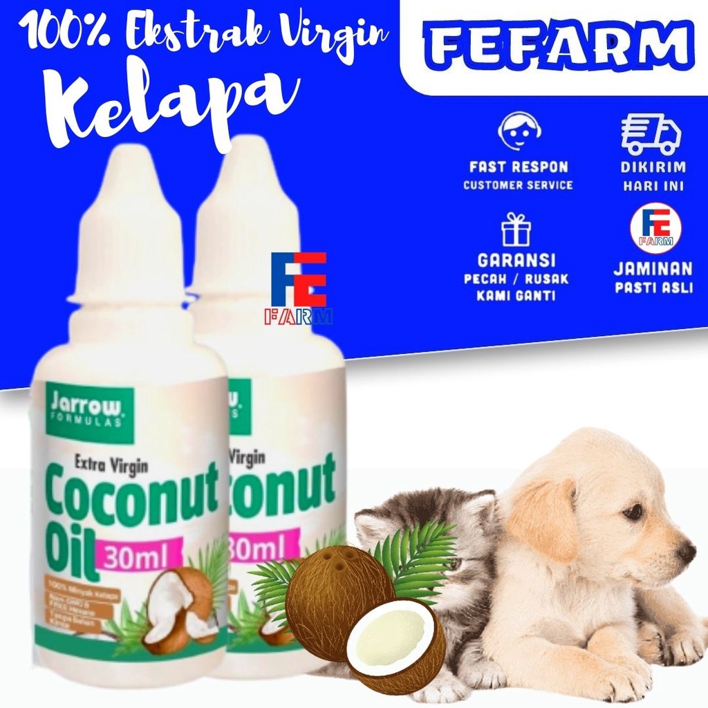 VIRGIN COCONUT OIL 30ml MINYAK KELAPA MURNI VCO MURNI OBAT JAMUR OBAT SCABIES KUCING OBAT BULU HEWAN FEFARM