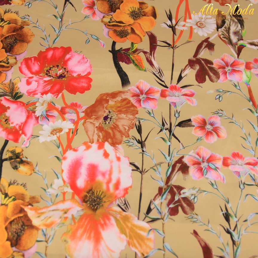 

Alta Moda Silky Satin Italy Motif Bunga Painting Creme (1M)