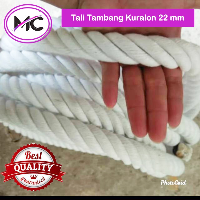 Tali Tambang Katun 22mm 24mm Warna Putih Kuralon Guralon Rope Bahan Asli Import Tampar Pengikat Barang Dekorasi Kerajinan Gantungan Tarik Tambang Outbond Pengaman Safety