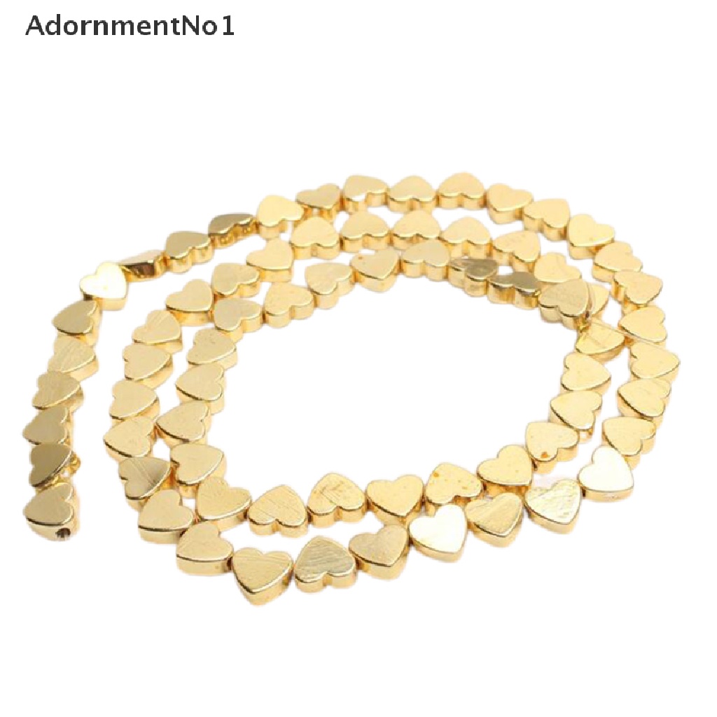 (AdornmentNo1) 70pcs Manik-Manik Bentuk Hati Warna Gold Untuk Membuat Gelang / Kalung DIY