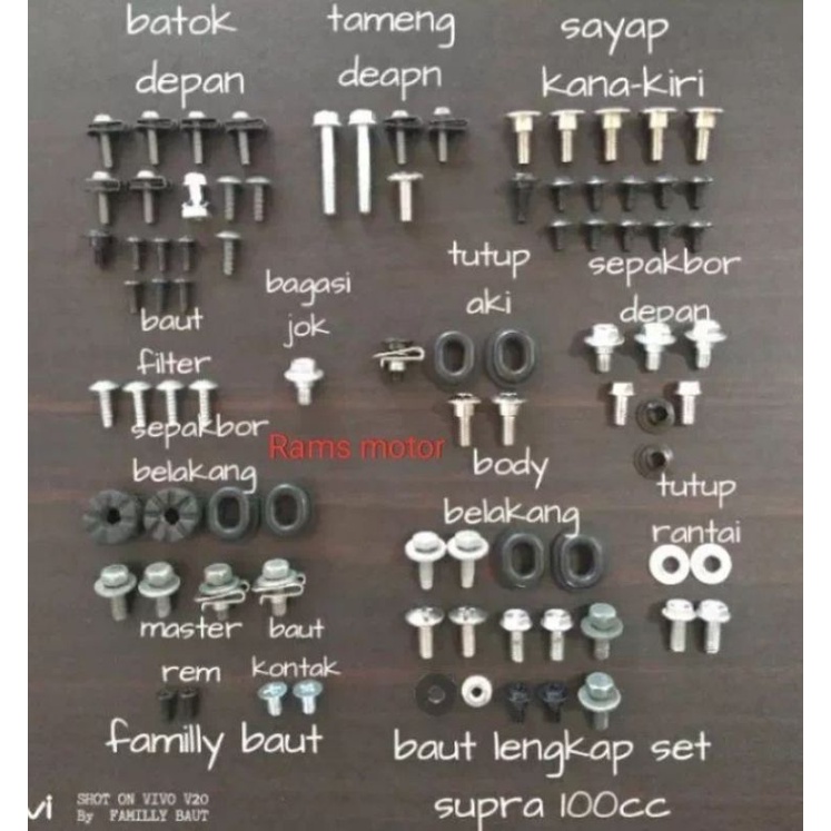 Baut lengkap full body motor Supra x Supra fit lama