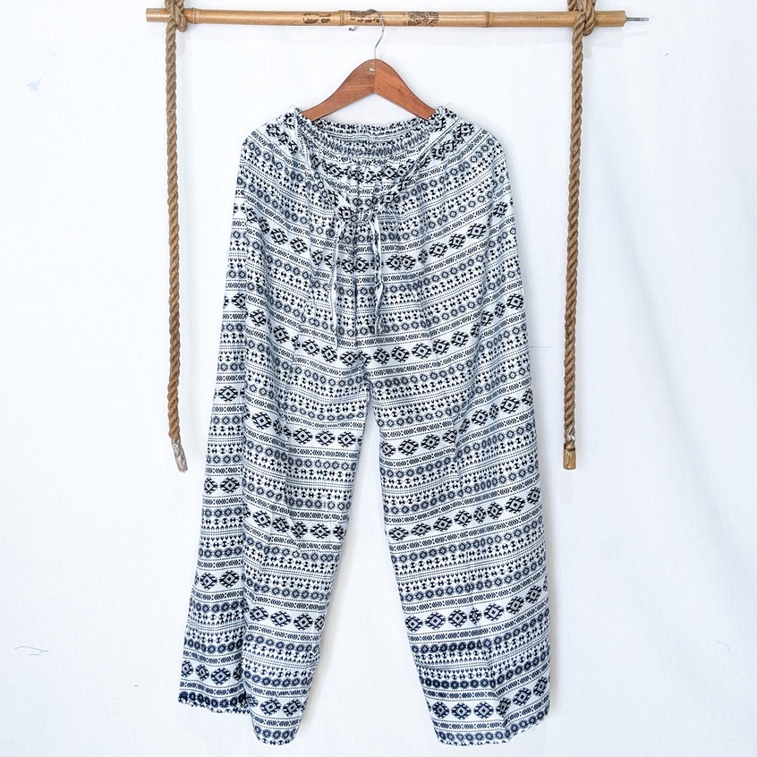 Celana Tidur Kulot Super Jumbo Bahan Rayon Big Size Wanita Premium Murah OOTD Celana Panjang Daily Cullote Tie Dye Shibori Kulot Panjang Wanita Pria XXL-Ethnic Salur 5