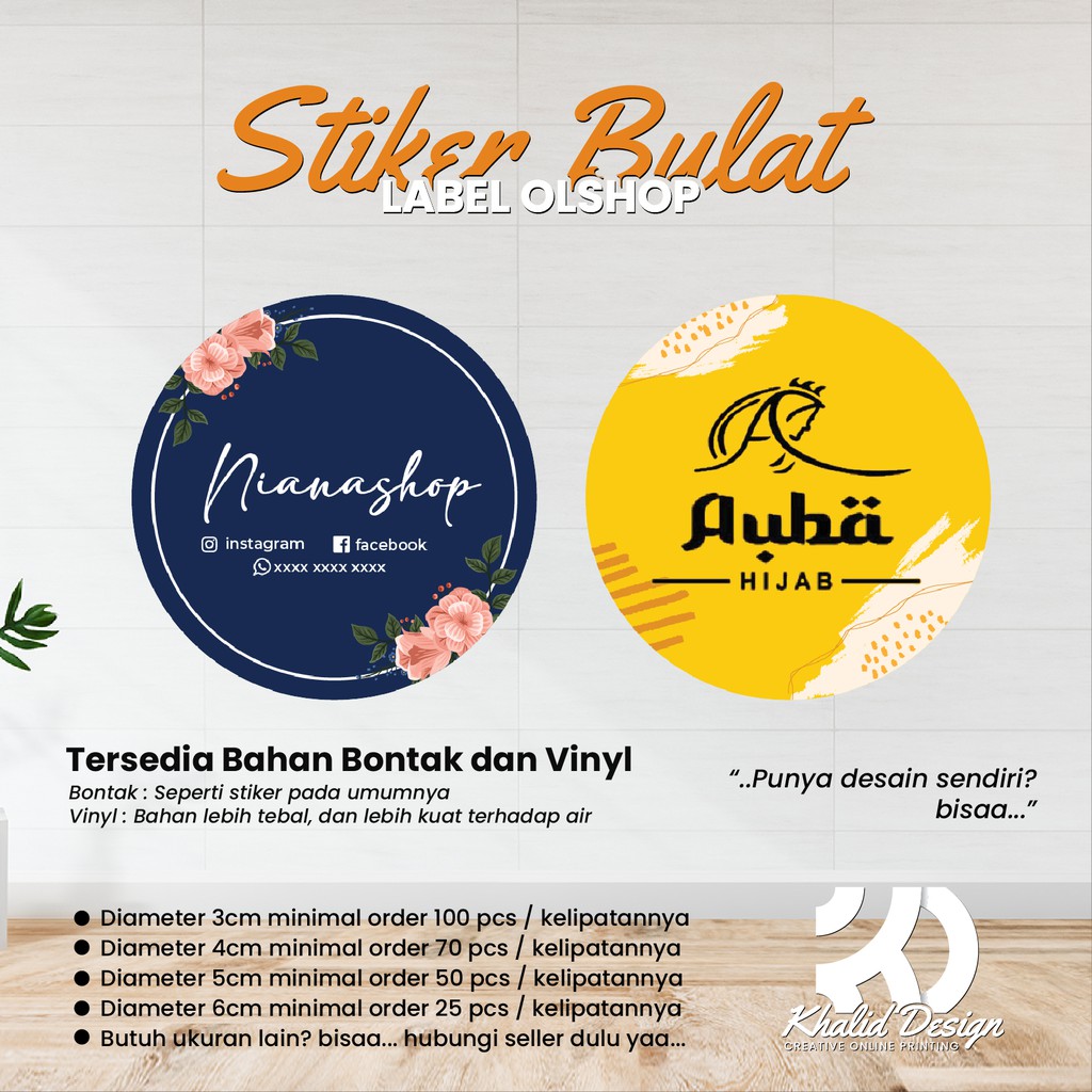 Cetak Stiker Bulat Label Olshop Stiker Cutting Bulat Shopee Indonesia