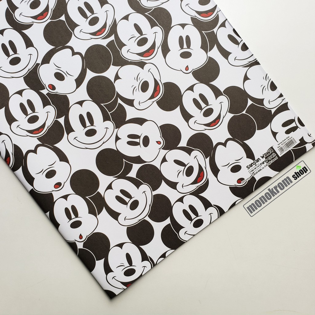 Kertas Kado Sansan Wawa Motif Mickey Mouse Black White Hitam Putih