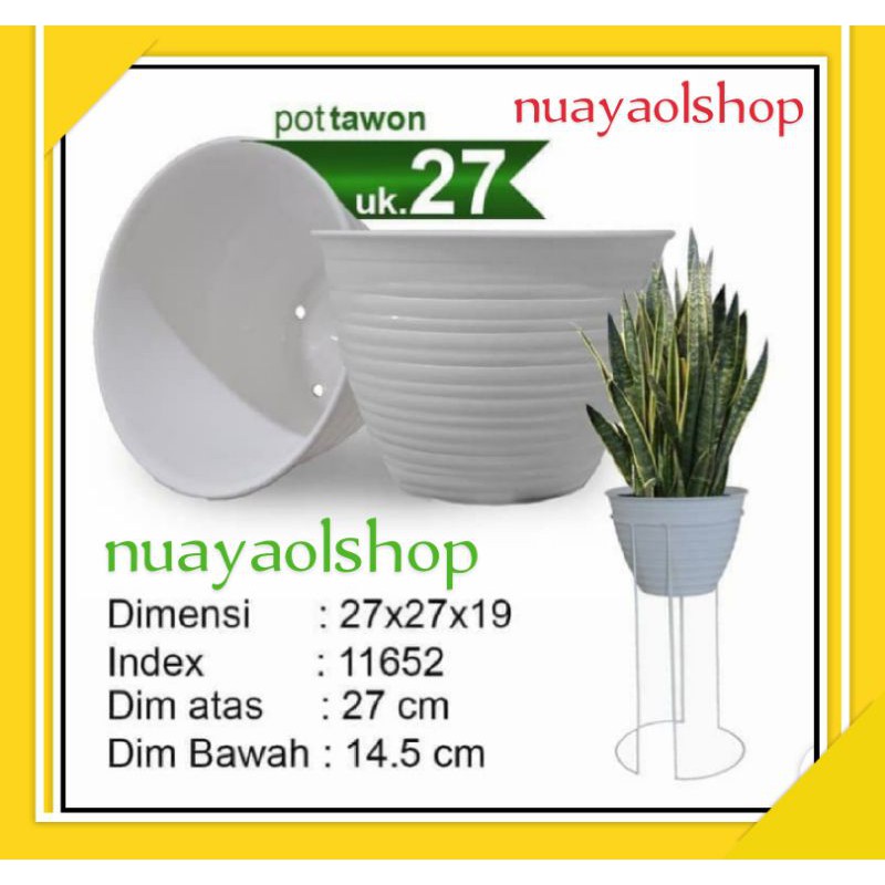 Pot Bunga Pot Bunga Murah Pot Bunga Putih Pot Tanaman Pot Bunga Plastik Pot Tawon 27cm Putih