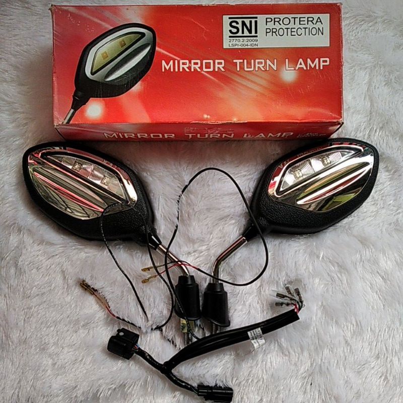 Kaca Spion lampu led TERMURAH beat vario turn light fungsi sein sepasang Ori AHM