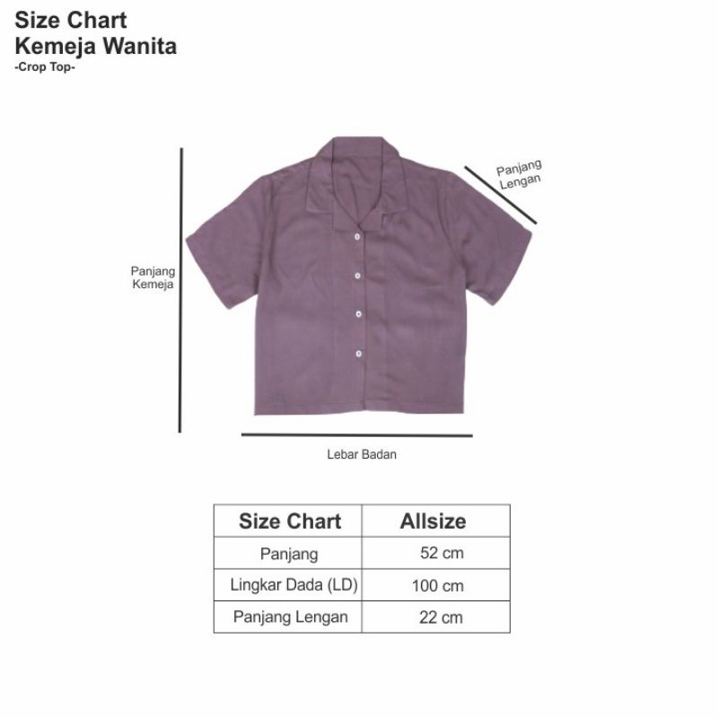 Kemeja Wanita Viscose Crop Shirt