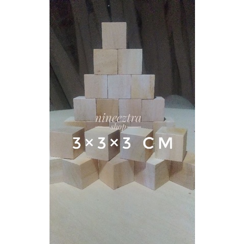 Dadu kayu Kubus kayu balok kayu mahoni ukuran 3 x3 x 3 cm