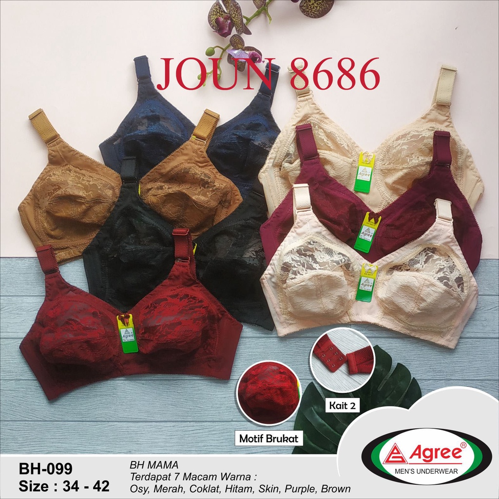 BH BRUKAT SISTER MERK AGREE 099 BRA AGREE MIRIP SISTER TRANSPARAN TANPA KAWAT DAN BUSA