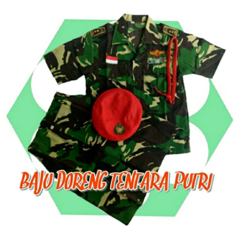 BAJU TENTARA ANAK PUTRI/ KOSTUM TENTARA PUTRI / SERAGAM TENTARA PUTRI