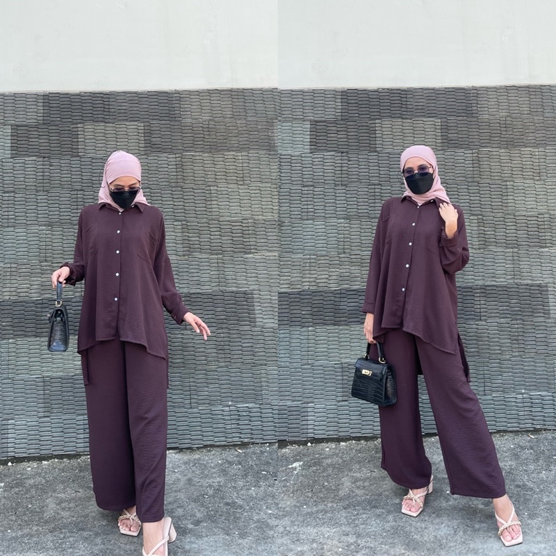 SET NATALI CRINKEL AIRFLOW POLOS/ONE SET WANITA POLOS/SETELAN WANITA PREMIUM CRINKEL AIRFLOW JUMBO/SETELAN OVERSIZE JUMBO