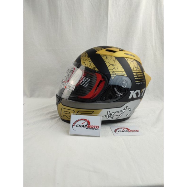 Helm KYT RC Seven #17 / Helm KYT RC7 Original Black Doff-Gold