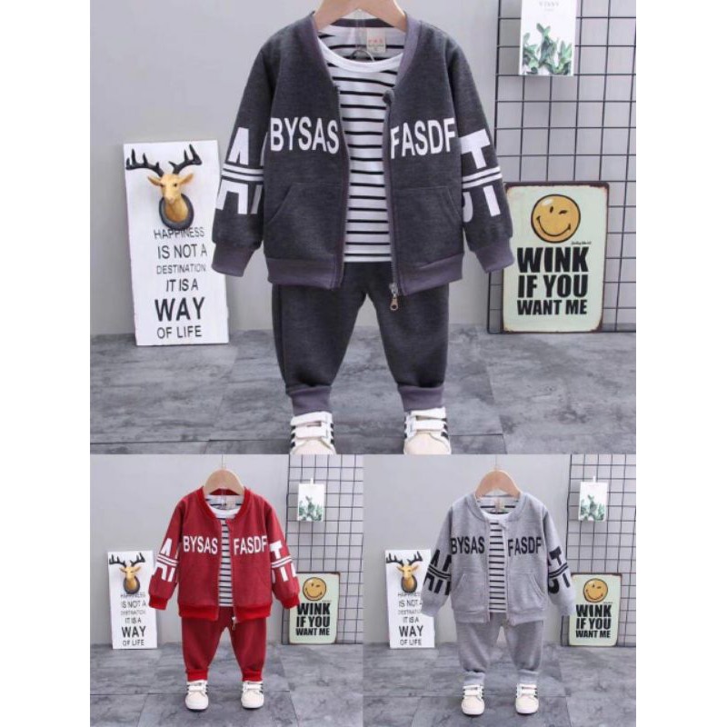 [3N1BI0002] SETELAN BAJU KAOS JAKET THREE IN ONE IMPORT BYSAS