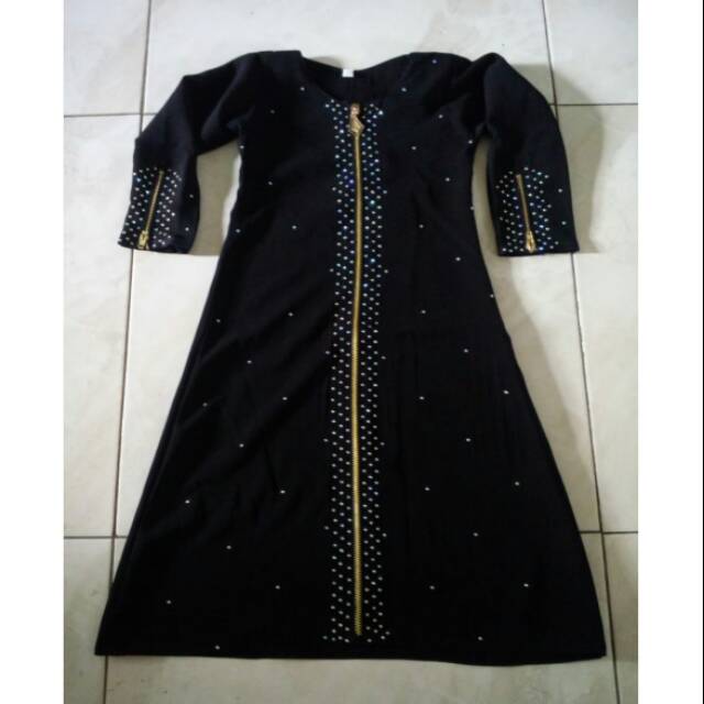Abaya ziper mata anak gamis abaya ziper hitam full resleting