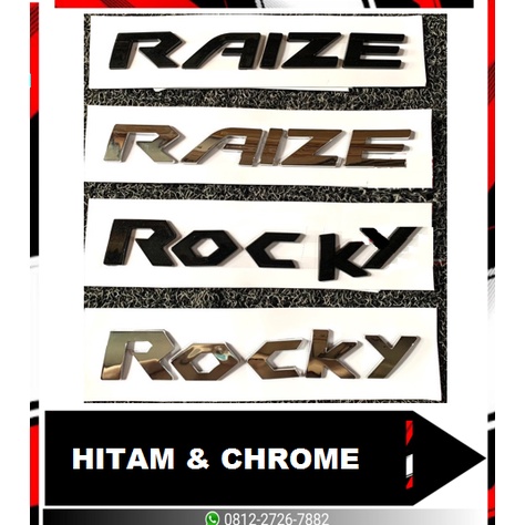 EMBLEM KAP MESIN RAIZE ROCKY HITAM DAN CHROME