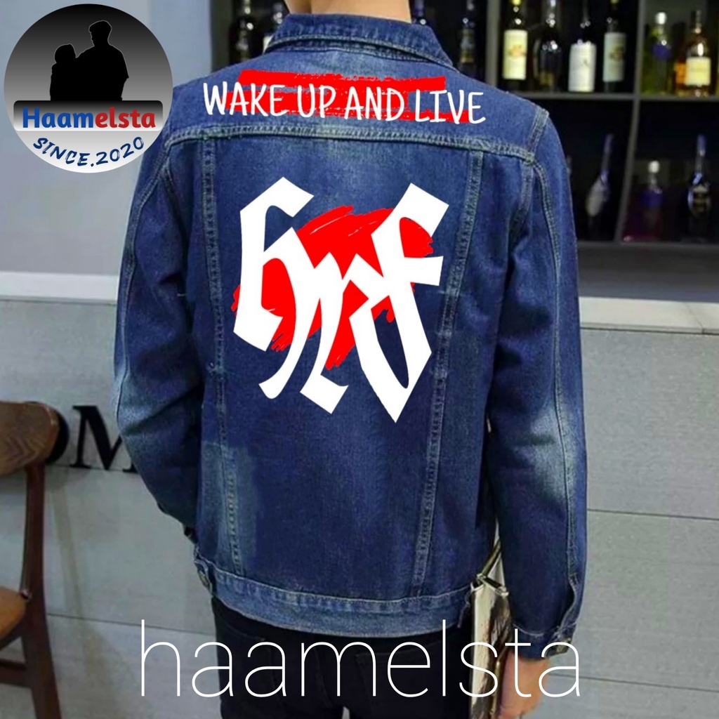 [COD]Jaket Jeans Denim Black Zoman dengan Style Sablon Jepang|Jaket Denim Valhalla|Jaket Tokyo Ravengers-HRF Sablon Navy