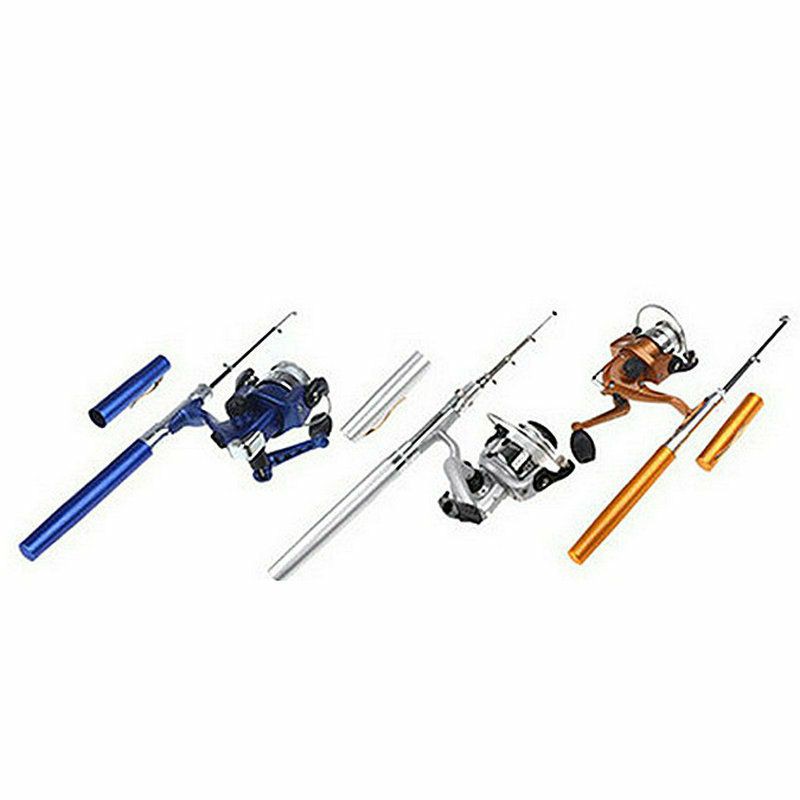 pancingan Joran pulpen 1 meter pen rod fishing set portable spinning/baitcasting reel telescopic