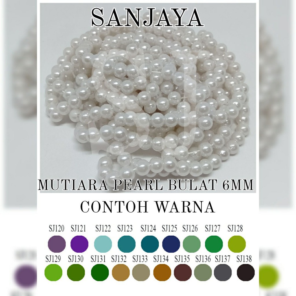 [1 Pon (450 Gram)] Manik Ringan / Mote Ringan / Mutiara Ringan Sintetis / Manik Mutiara Bulat 6Mm / Mutiara Pearl Bulat 6Mm