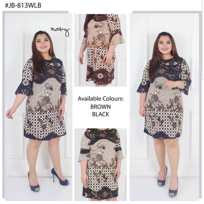 DRESS ATASAN BLOUSE BAJU BATIK WANITA MURAH   JUMBO WALBY BELL FLARE   Hitam Berkualitas