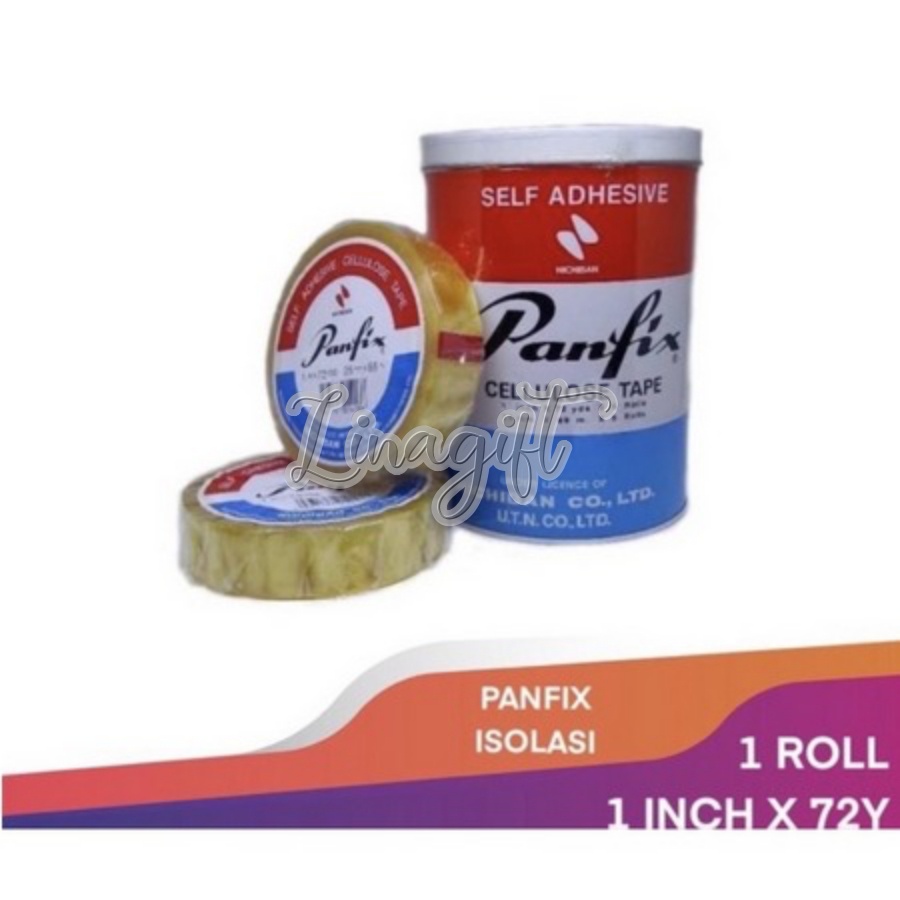 ( Rol ) PANFIX - ISOLASI SELOTIP LAKBAN BENING CELLULOSE TAPE SELF ADHESIVE - 6MM 12MM 24MM 72 Yard