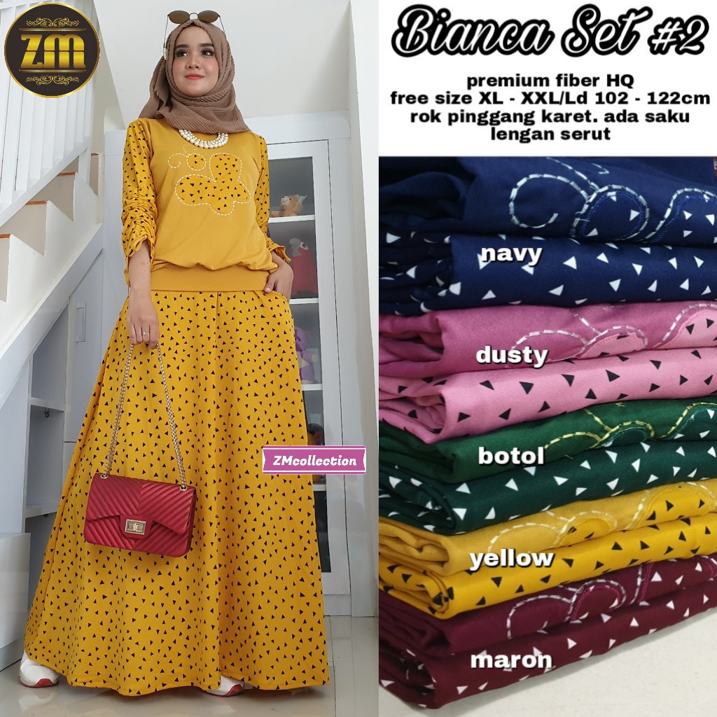 ORI TUNIK HIJAB - BIANCA SET #2 YELLOW DINARA