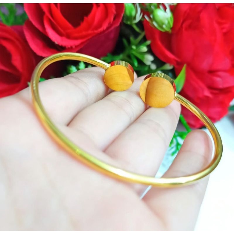 PROMO Gelang TITANIUM Terbaru AN0720 (NON KOTAK) Fleksibel Elegan perhiasan putih Gold Korea Tidak karat Tidak Luntur