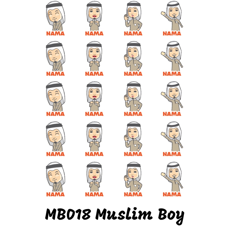 

Sticker Nama Cutting Label Waterproof Tahan Air Muslim Boy 18 (MB018)