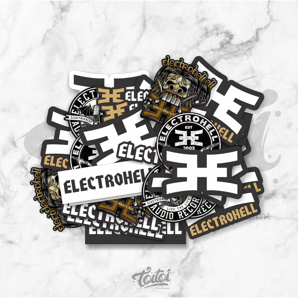 

STICKER BRAND ELECTROHELL, STICKER LOGO BRAND STIKER BRAND