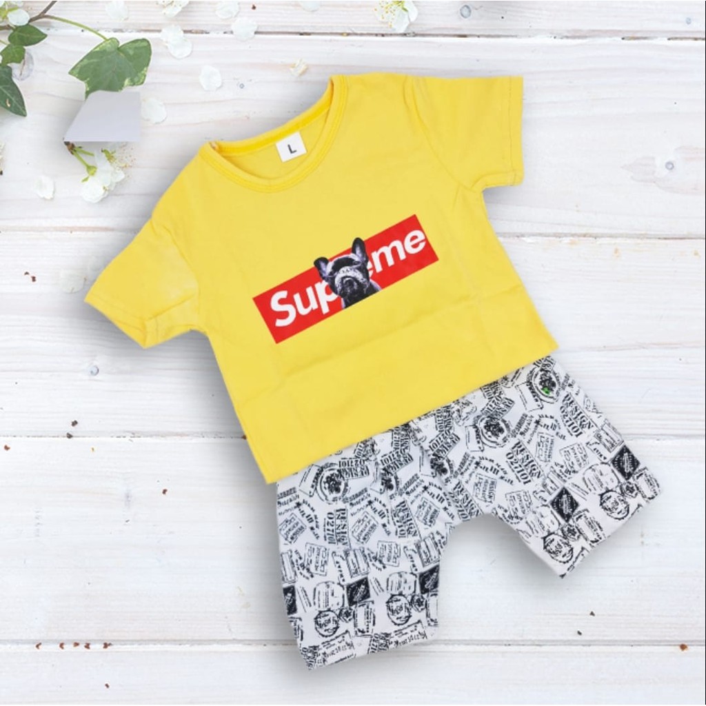 KAOS ANAK BAJU ANAK COWOK CEWEK CASUAL SUPREME UMUR 1 2 3