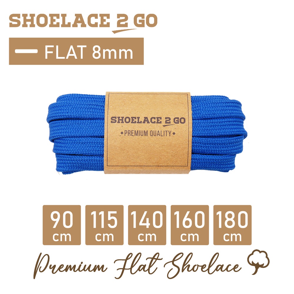 SHOELACE 2 GO PREMIUM TALI SEPATU GEPENG PIPIH FLAT - SF8 - J1 - BLUE - 8MM