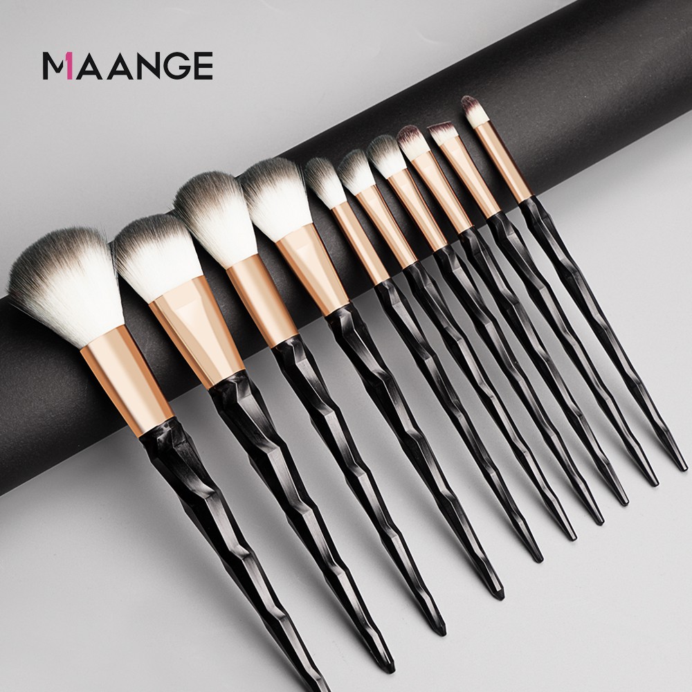 MAANGE 10 Pcs Makeup Brush obsidian Powder Blush Contour Brush Set 51072