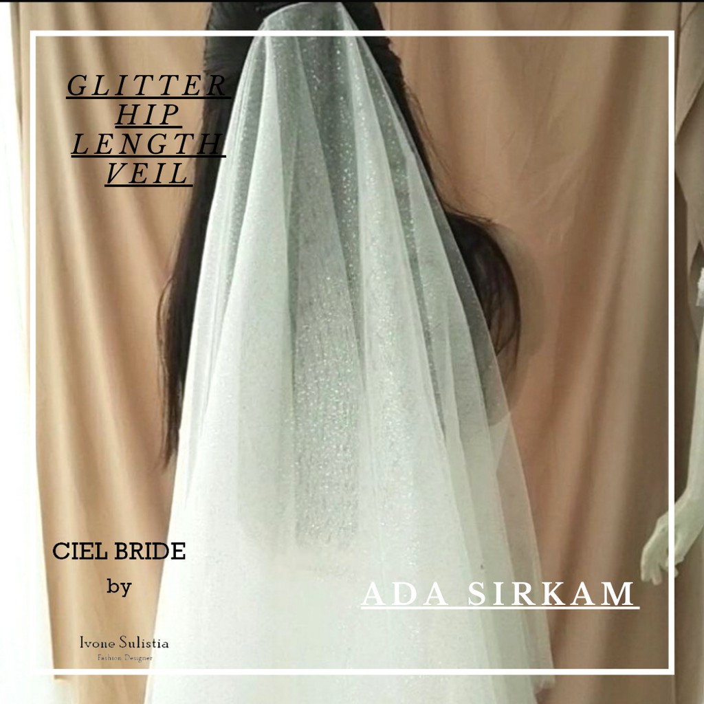 wedding veil kerudung pengantin slayer glitter hip length