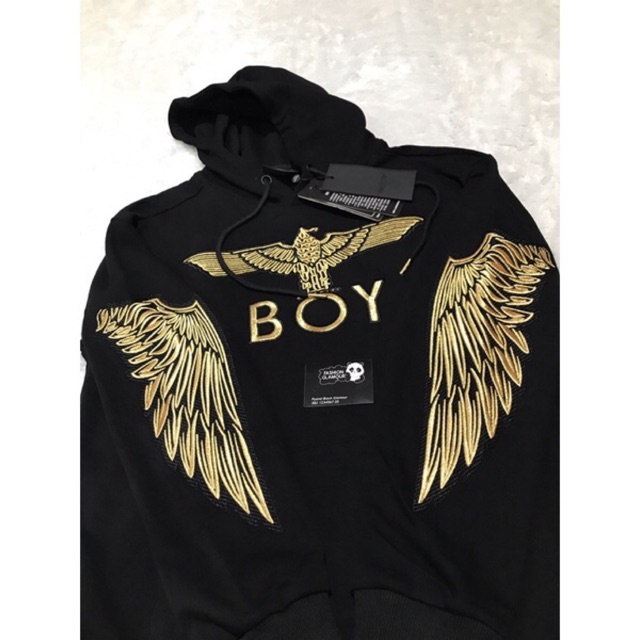 BOY17 SWEATER HOODIE BOY LONDON BORDIR WINGS GOLD IMPORT PRIA WANITA ASIA EROPA KOREA BIG SIZE