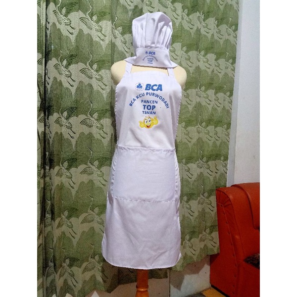 Apron Custom / Apron Barista / Celemek Masak / Free topi koki