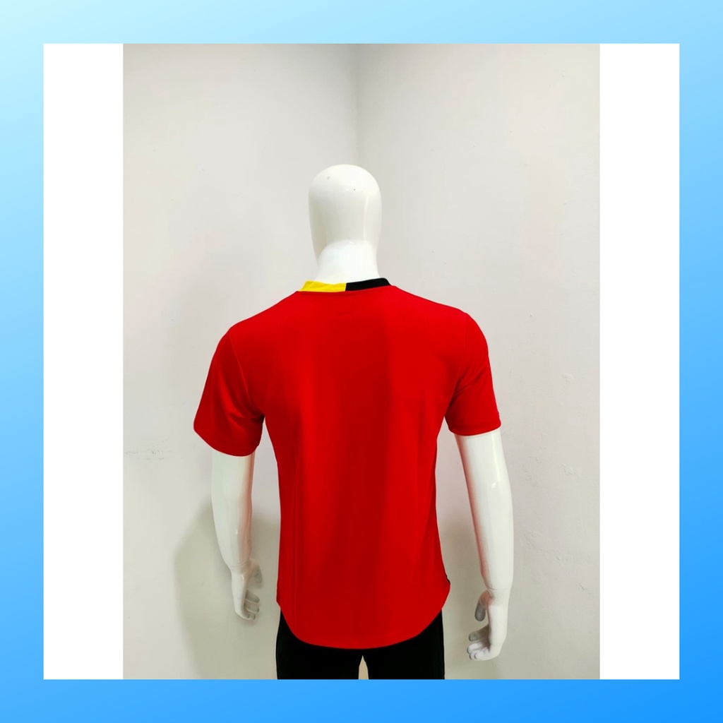 Kaos bulutangkis pria baju badminton atasan olahraga jersy wanita dewasa t-shirt outfit seragam kostum jersey casual suit pakaian jarsey oblong apparel sports jersi sudirman thomas uber cup bulu tangkis Y173 merah polos